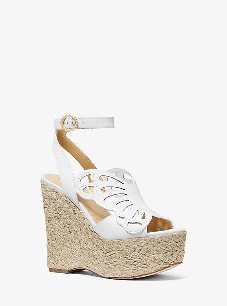 michael michael kors felicity leather butterfly wedge|Michael Kors White Felicity Leather Butterfly Wedge Size 6.5.